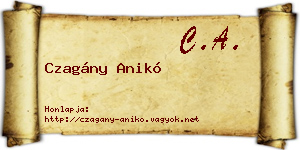 Czagány Anikó névjegykártya